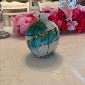 Cased Art Glass Vase Stunning Colors